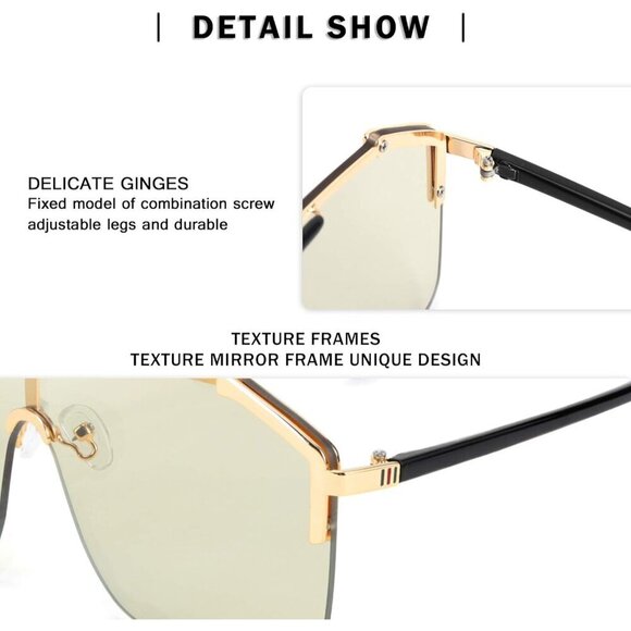 Women’s Shield Sunglasses with Gold Frame and Light Green Lenses main image 5
